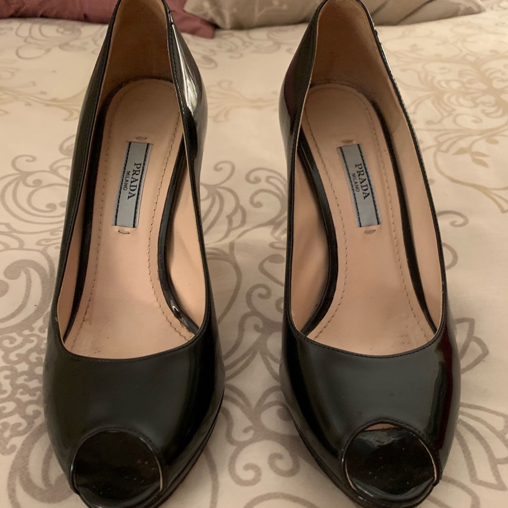 Black patent leather heels